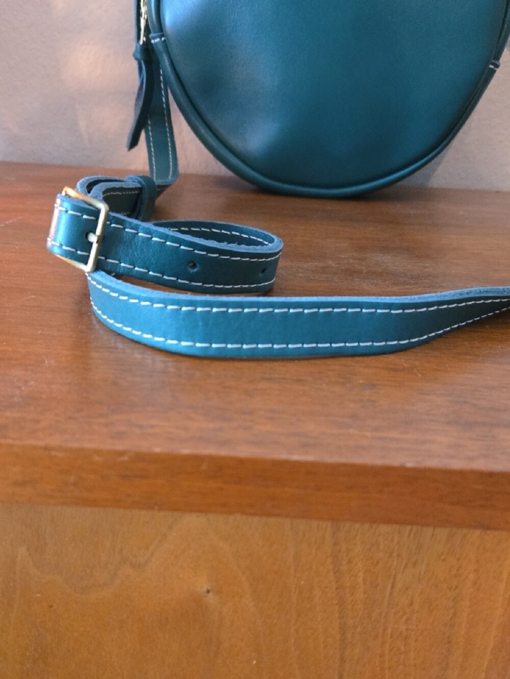 Portland Leather Teal Round Crossbody - Picture 3 of 5